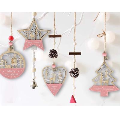 2D New Christmas Decorations Wooden Forest Santa Claus Reindeers Pendant Christmas Tree Wooden Pendant
