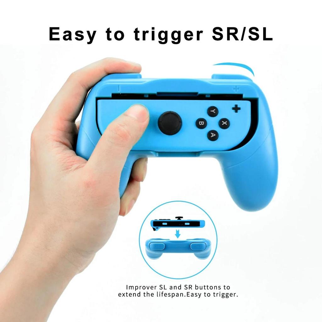 GAMINJA 2Psc Wear Resistant Handle Controller For Nintendo Switch Ergonomic Hand Grip Controller Handle For Switch Joy Con 5