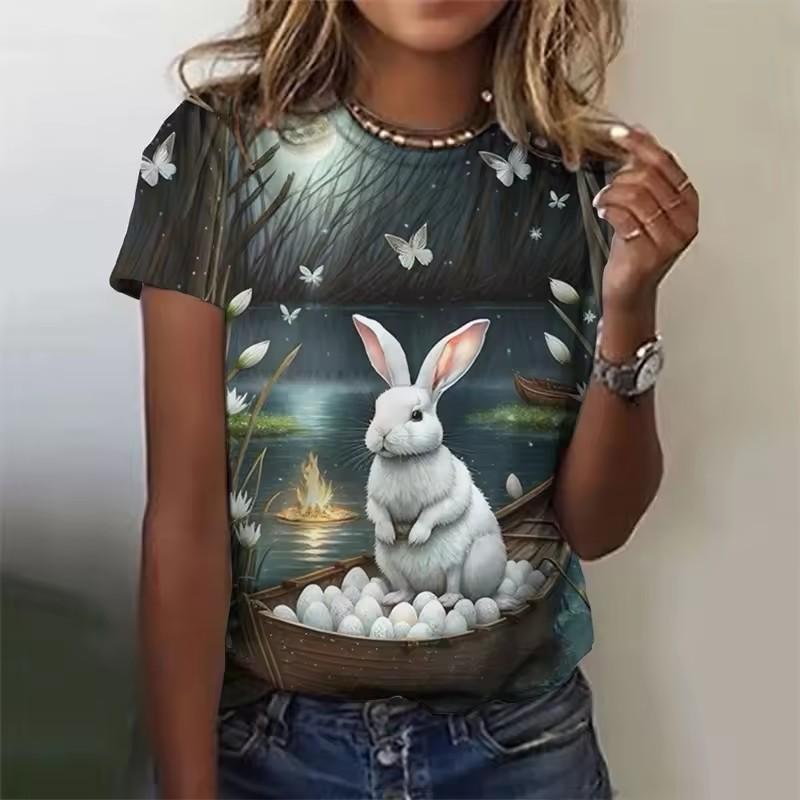 Sommer Bunt Gepunktet 3D-Druck T-Shirts Damen Streetwear Lässig Mode Y2k Kurzarm T-Shirt O-Ausschnitt Tees Tops Kleidung