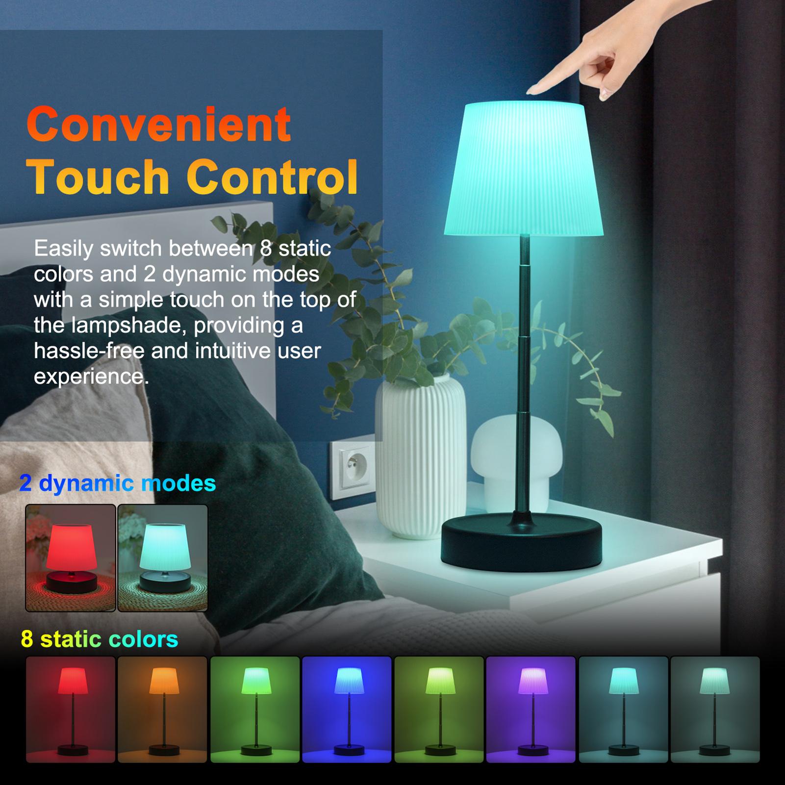 

LED Table Lamp Retractable Touch Control Height Adjustable Desk Light with White Pleated Lampshade for Bedroom Bedside