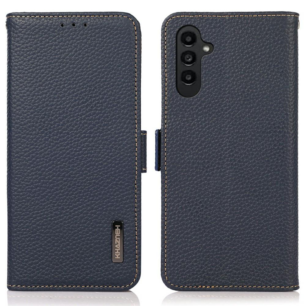 

KHAZNEH Чехол для телефона Samsung Galaxy A36 5G Накладка из натуральной коровьей кожи Блокировка RFID Blue