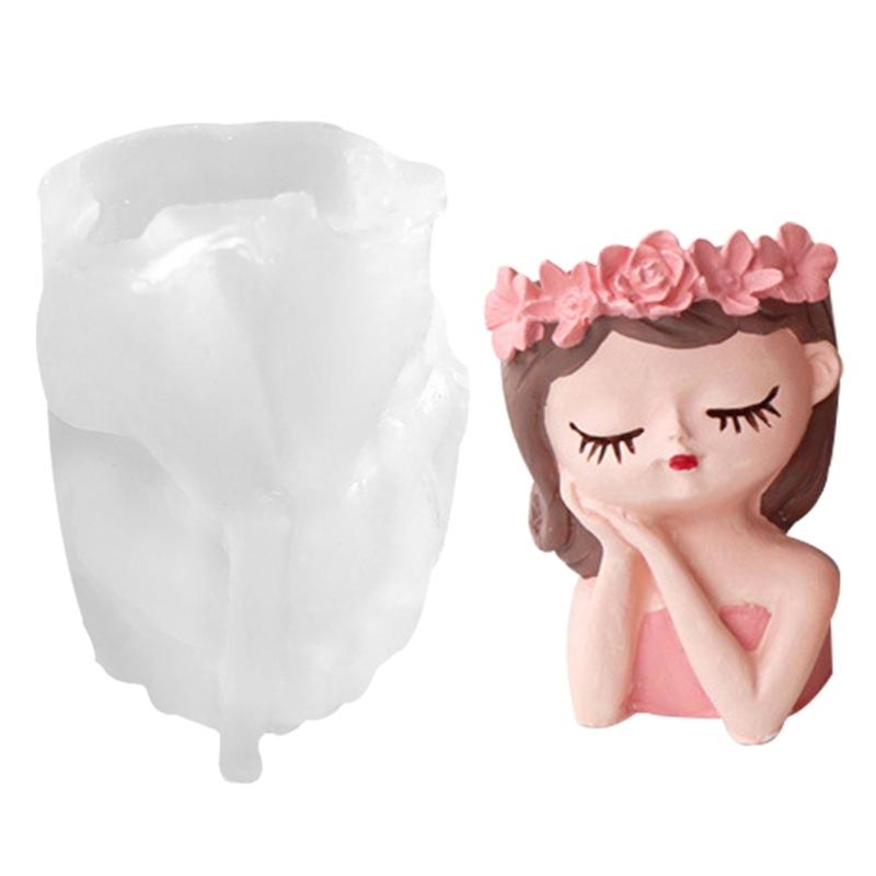 Klein Meisje Beton Siliconen Pot Mal Succulent Bloempot Klei Cement Gips Mallen DIY Huis Tuin Bloempotten Mal