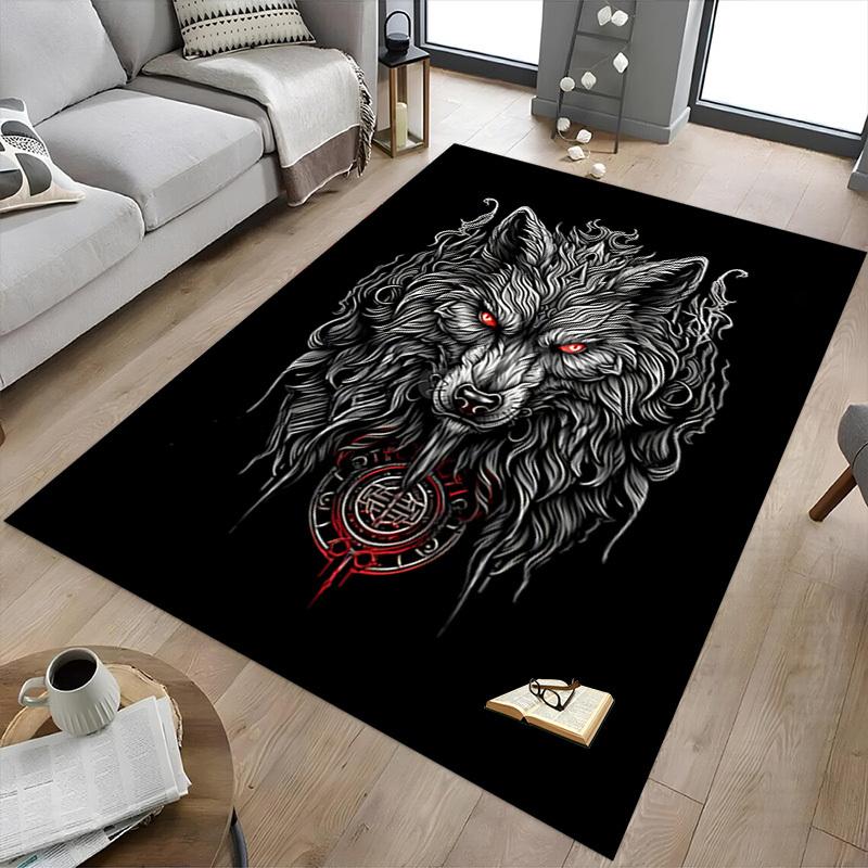1pc Wolf Head Carpet, Office Rug Outdoor Mat Home Decor Area Carpet Festival