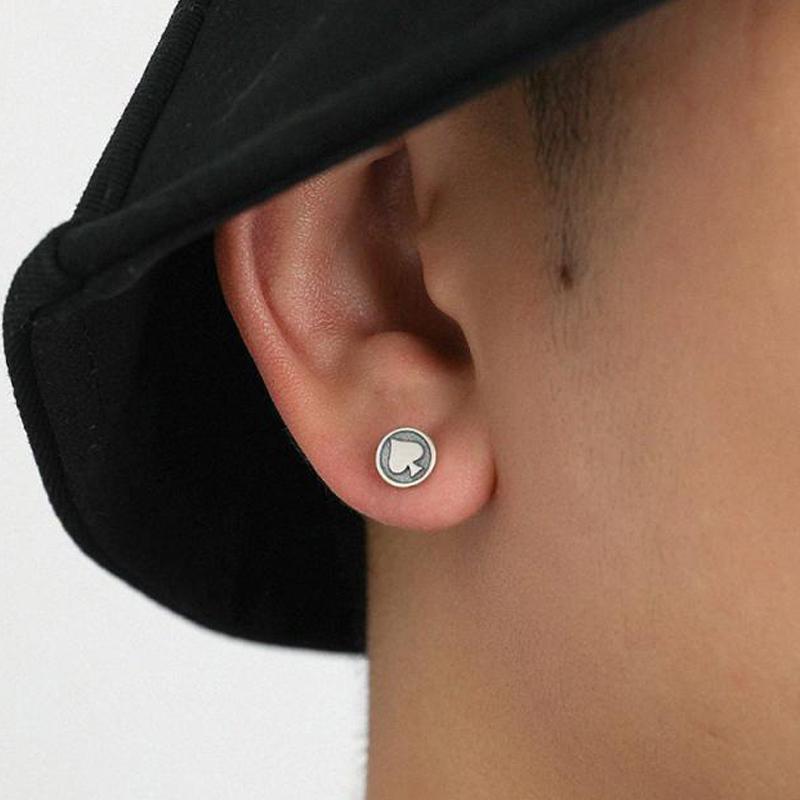 Retro Punk Herz Spielkarten Stecker Ohrringe Für Männer Frauen Gothic Persönlichkeit Straße Hip Hop Ohrschmuck Geschenk