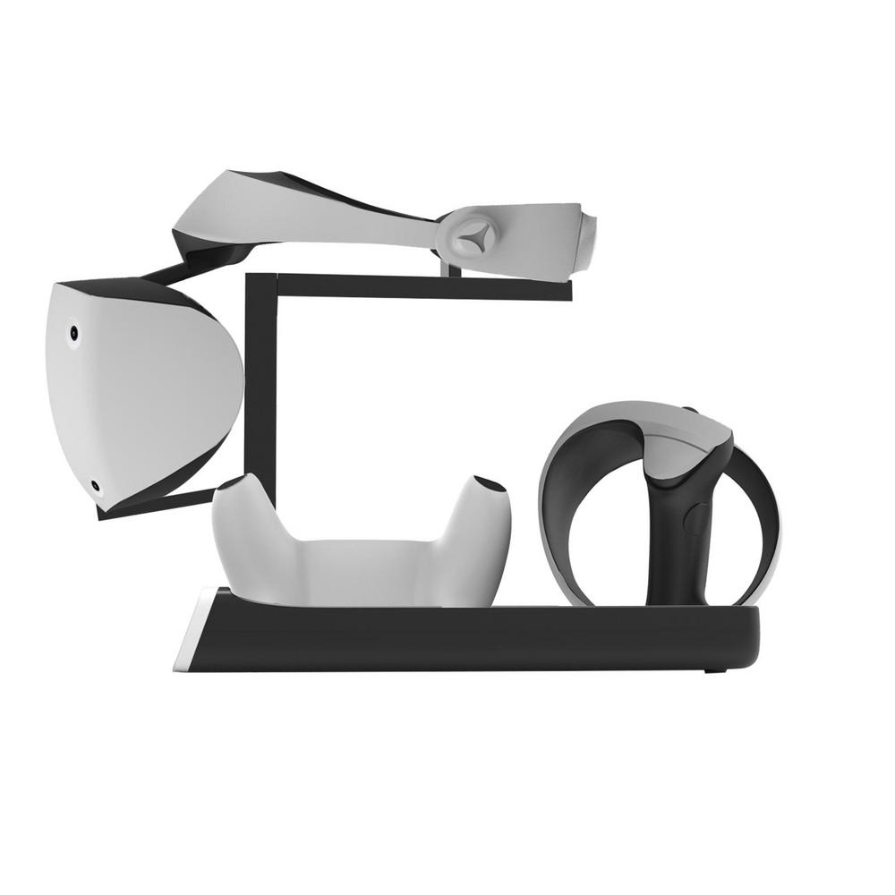 For PS VR2 Charging Station Display Stand with LED Light Controller Charger Compatible with Playstation 5 Gamepad Handle VR Headset
