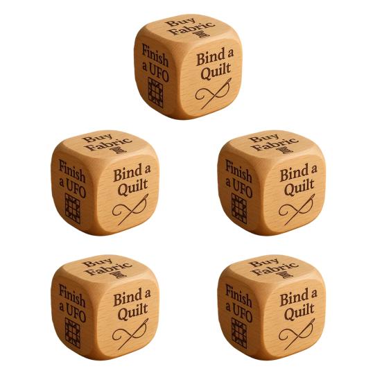 1/2/3/5/6/8Pcs Wooden Quilter Dice with 6 Engraved Quilting Tasks Solid Wood Quilting Embroidery Knitting Projects Baking Drinking Decision Dice Tools