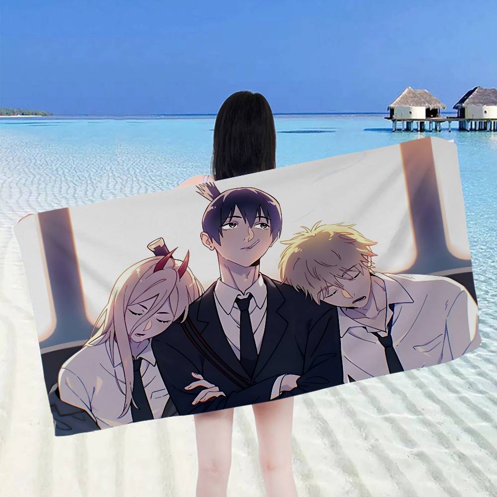 Kettensägenmann Cartoon Mikrofaser Strandtuch Saugfähig Schnell trocknend Weich Yoga Schwimmen Resort Bergsteigen Handtuch