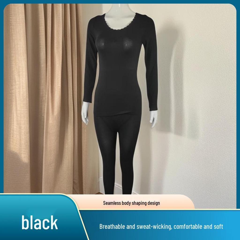 Women's Jacquard Round Neck Body Shaping Underwear Set - Pilling Resistant, Non-Fading, Soft, and Comfortable