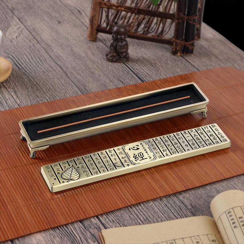 22cm Metal Alloy Prajna Paramita Heart Sutra Incense Burner for Sandalwood OUDH Incense Sticks Holder Home Decor Ornaments