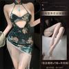 Sex Underwear World Rich Flower Velvet Printing Ancient Cheongsam Pure Desire Temptation Hip Skirt Set
