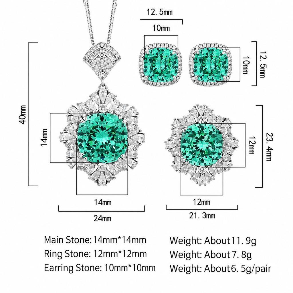 WNFU Women's Jewelry Set, Paraiba Green, Copper