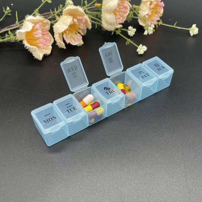 Seven-Day Large-Capacity Portable Medicine Box - Food-Grade, Seven Compartments for Elderly Pill Organization