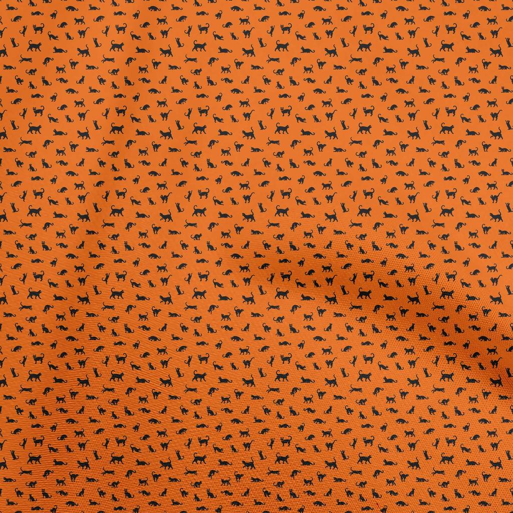 oneOone Cotton Flex Brown Fabric Cat Fabric For Sewing Printed Craft Fabric By The Yard 40 Inch