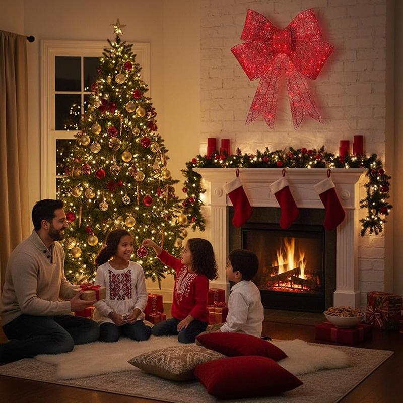 

Christmas Decorations, Christmas Bow Decoration, Large Christmas Bows Outdoor, Christmas Bows Comes With Adhesive Backing красный