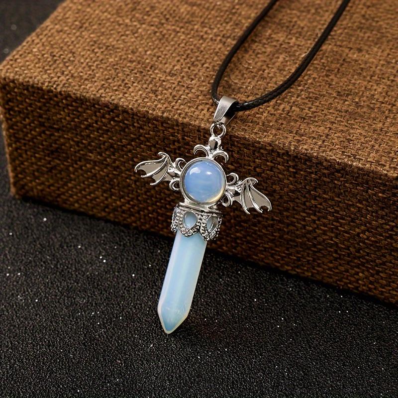 European & American Amethyst Rose Quartz Angel Wings Hexagonal Pendant Jewelry