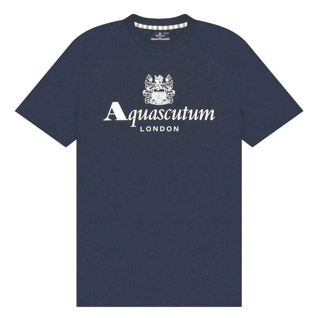 Aquascutum Mens Bordeaux Big Logo T-Shirt