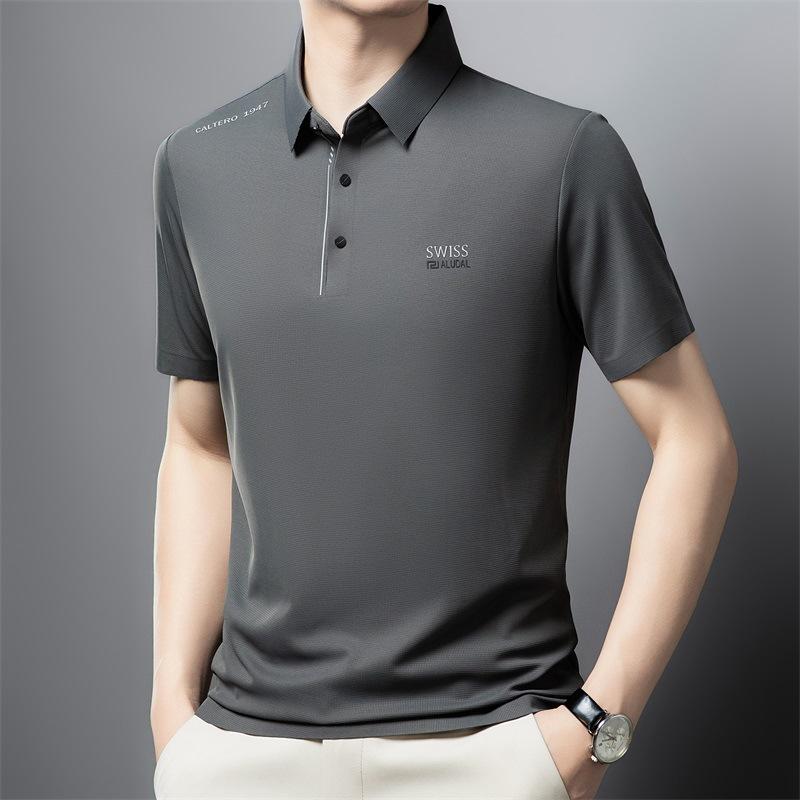 Men's Short-Sleeved T-shirt Polo Shirt Summer Business Casual Men's Clothing Seamless Lapel T-shirt