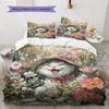 Set Copripiumino Trapuntato con Fantasia Gatto con Cappello Vintage Decorazione per la Casa Regalo (1 * copripiumino + 2 * federa, senza nucleo)