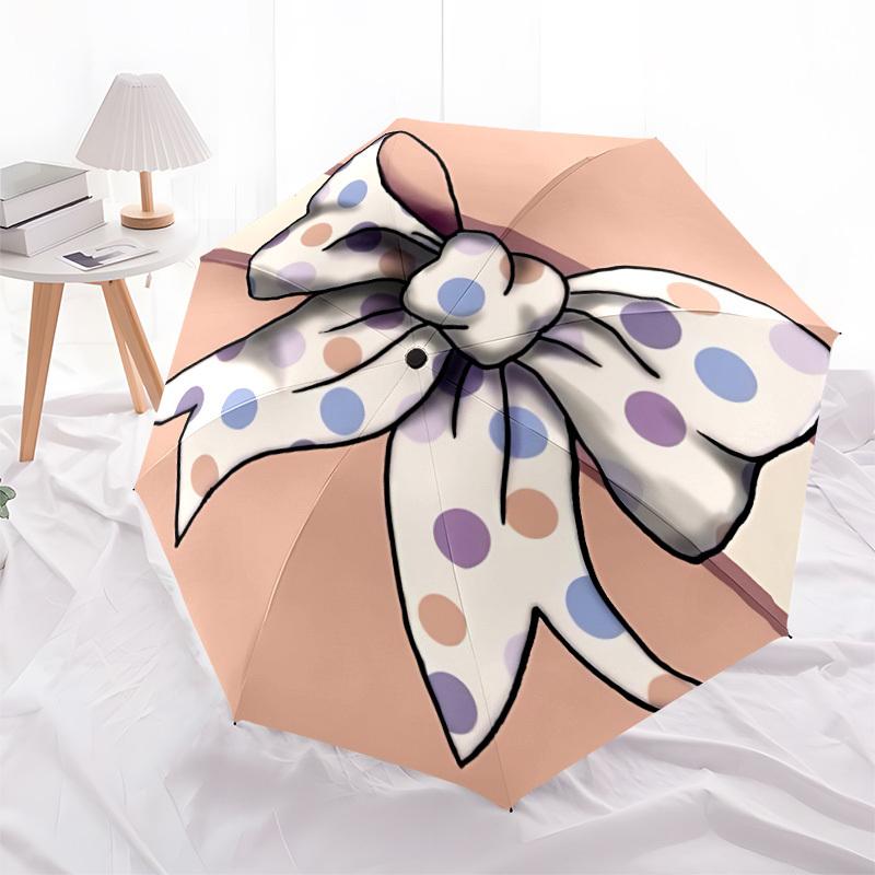 1pc Polka Dot Bow Automatic Open/Close Umbrella - All-Season Portable Umbrella for Women/Men, Highquality Fabric Yy251213096