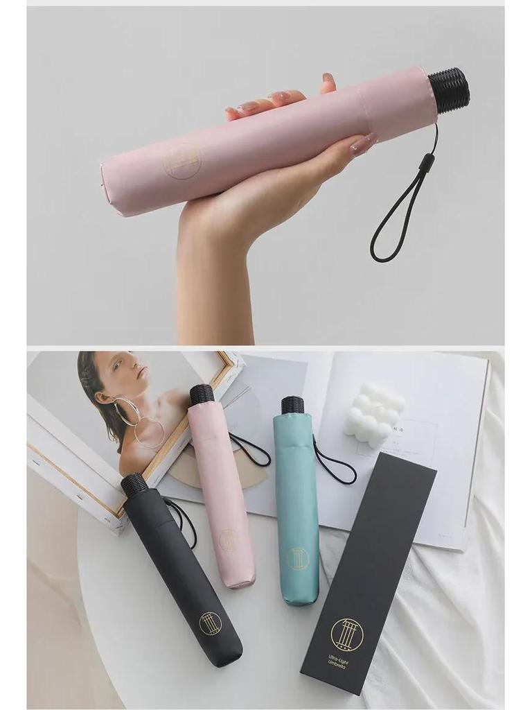 Ultra-Light 160g Sunscreen Pencil Umbrella, 108cm, Black, Dual-Purpose for Sun and Rain, UPF 50+, Gift Box Included