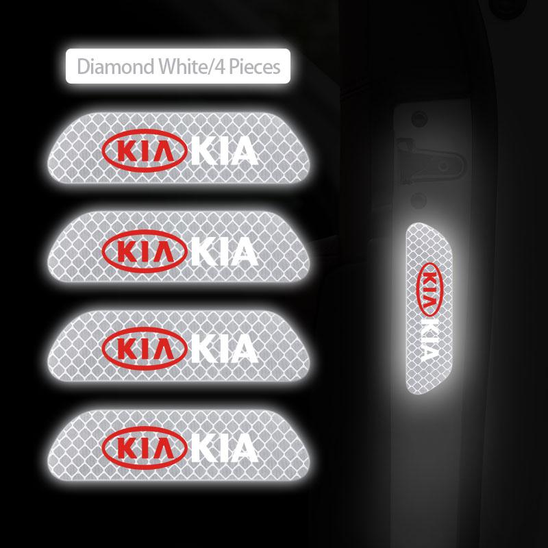AHM1 4Pcs Car Door Reflective Stickers Safety Warning Mark For KIA Carnival Niro EV9 K8 Forte Cerato Sportage Ray EV Telluride Seltos
