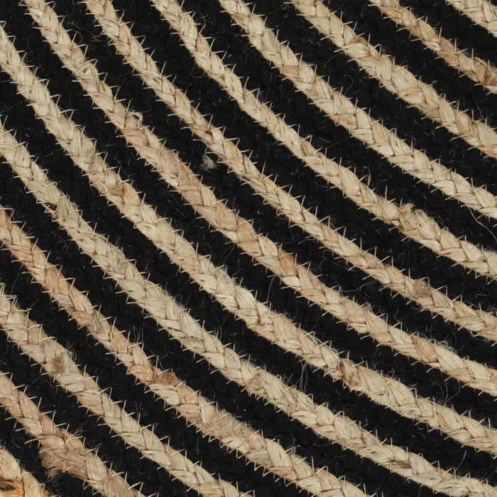 VidaXL Tapis fait à la main Jute avec design de spirale Noir 150 cm