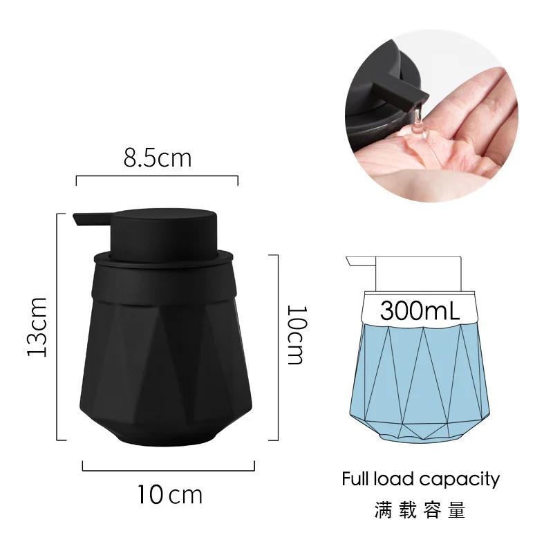Matte Black Foaming Hand Soap Dispenser Plastic 300ML Modern Minimalist Style for Bathroom & Kitchen Countertop Refillable
