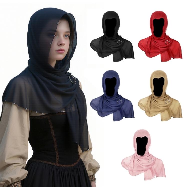 Multipurpose Vikingly Themed Hooded Scarf Shawl Medieval Renaissances Costume Accessory For Themed Event Cosplay