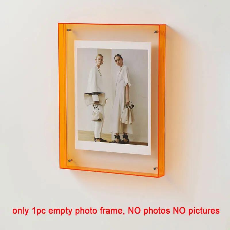 Acrylic Photo Frame Box Transparent Photocard Holder Interior Frame Picture Display Stand Office Home Desktop Wall Decoration