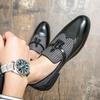 Men's Tassel Slip-On Leather Loafers with Pointed Toe - Formal & Casual Brogues Size 48.