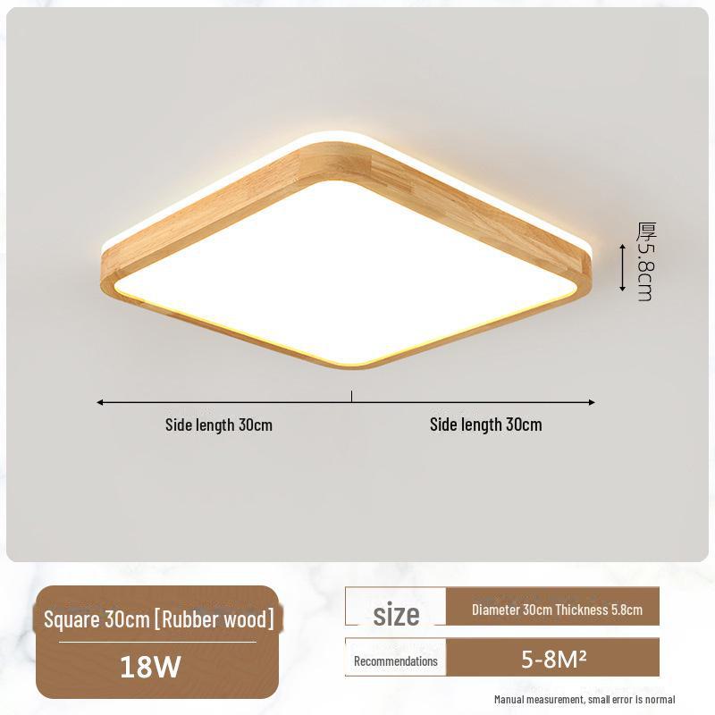 Nordic Modern Wooden Ceiling Lamp - Full Spectrum, Smart Rectangular Light for Living Room, Bedroom or Study