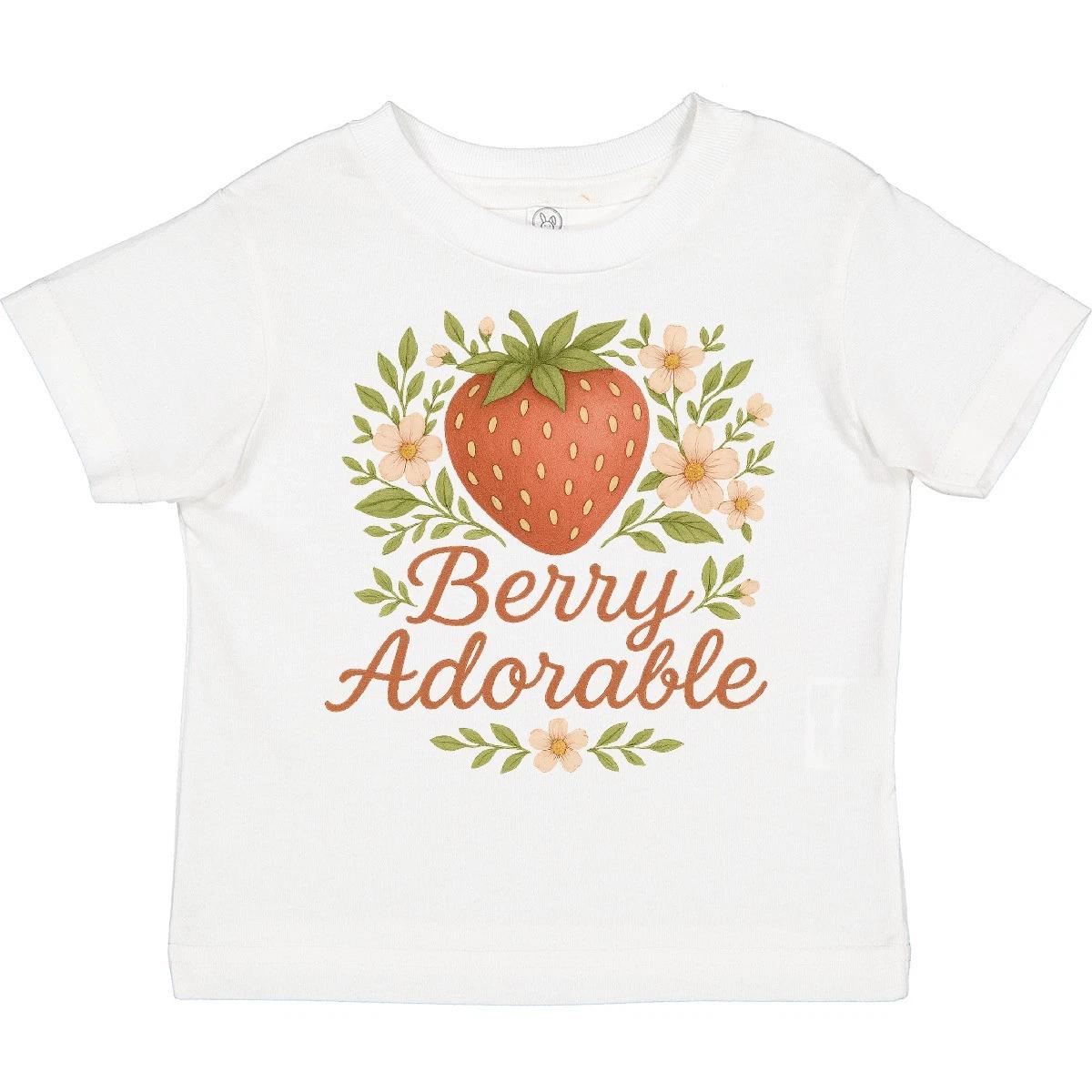 Inktastic Berry Adorable Strawberry Floral Design Toddler kids boys T-Shirt Girl Outfit 120