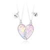 2 Pcs/Set Colorful Sequin Heart-Shaped Necklace Best Friend Pendant Creative Alloy Friendship Necklace Best Friend Necklace