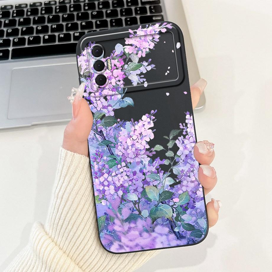 Für Tecno Spark 8P Spark8P 8 P KG7 Hülle Abdeckung Weiches Silikon TPU Blume Schmetterling Girly Mode Malerei Handyhülle Stoßstange Fundas