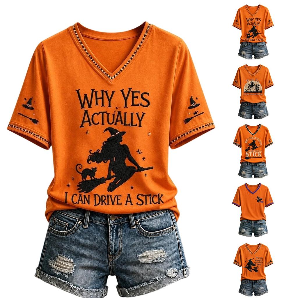 Women's Casual Halloween Print Short Sleeve T-Shirt