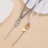 Advanced Temperament Long Heart Shaped Necklace Beaded Collarbone Chain Y Shaped Tassel Sweater Chain Pendant