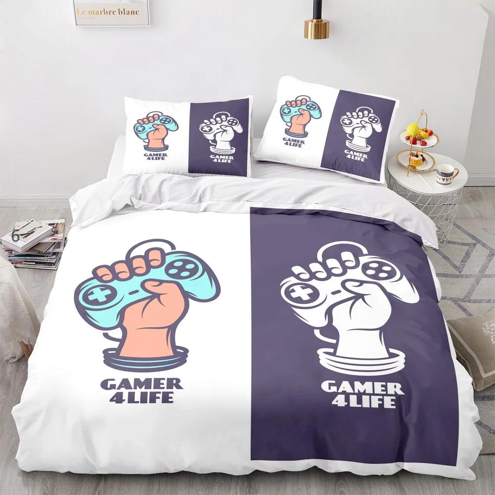Ensemble Housse de Couette Imprimée Jeu Manette de Jeu Vidéo Ensemble de Literie pour Enfants Adolescents Garçons Chambre Housse de Couette avec Taie d'Oreiller