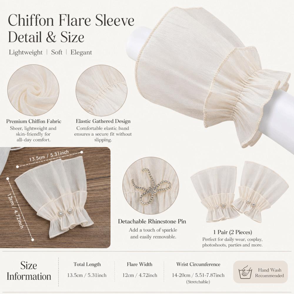Ruched Pleated Detachable Cuffs Fingerless Gloves Nail Art Accessories Lace Fake Sleeves Cuffs Crystal Bow Chiffon Sleeves