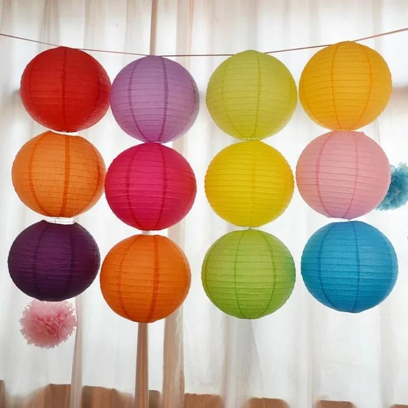 Top Quality 18pcs DIY Handmade Painting Chinese Paper Lantern Ball Wedding Christmas Event Party Round Paper lantern Decorations