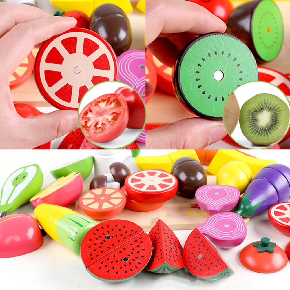 16Pcs Set Kids Imitating Fruit Vegetable Kitchen Cutting Cooking Toy Early Education