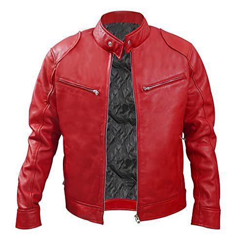 Business Gentleman Zip Cardigan Pocket Decorative PU Leather Stand-Up Collar Slim Leather Jacket Jacket