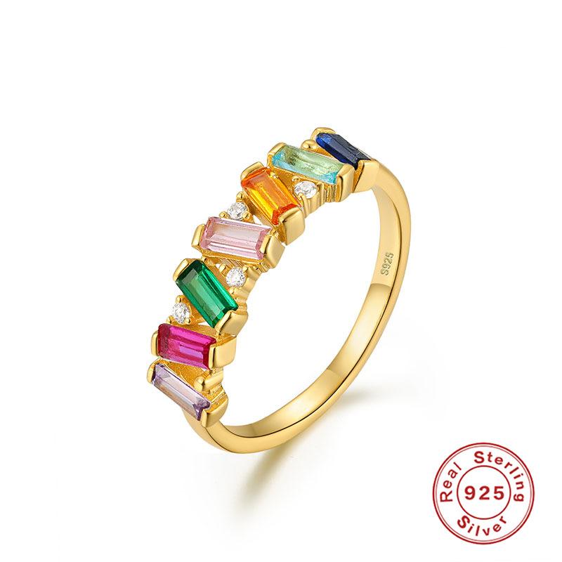 S925 Sterling Silver Luxury Noble Design Ring Gold Plated Open Wedding Engagement Ring Index Finger Ring