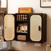Bathroom Storage Cabinet Bathroom Wall Cabinet with Door 3-tier Over Toilet Storage Rattan Tissue Box Cover Wicker for Kitchen