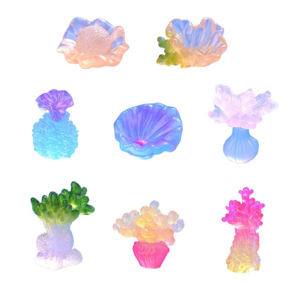 

8 шт./набор симпатичных смоляных морских светящихся кораллов, имитация мини-кораллов, микропейзаж, реалистичная модель коралла своими руками, ярмарка сада