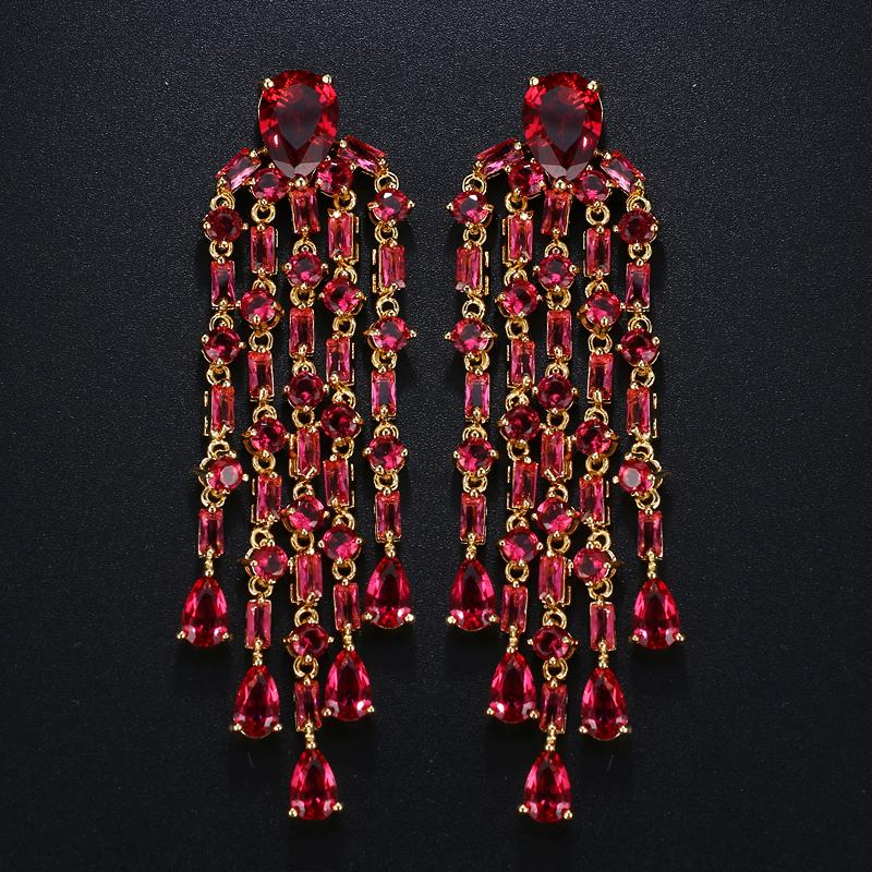 Emmaya Luxury Long Earrings For Women Wedding Party AAA Clear Cubic Zirconia Tassel Earrings Party Wedding