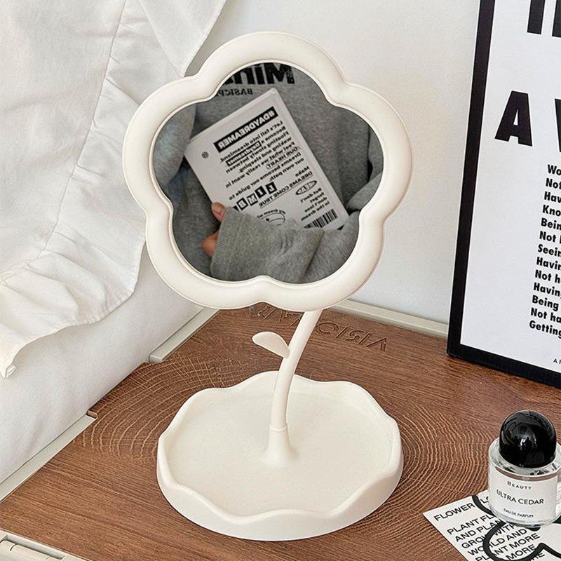 Desktop Portable Flower Mirror: Creative High-Value Makeup Mirror for Dorm, Bedroom, or Dressing Table