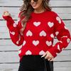 2025 Herbst und Winter Liebespullover Niedlicher Rundhals-Pullover Übergröße Pfirsichherz-Pullover