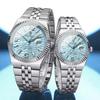 Elegant Couple Watches Set Stainless Steel Textured Dial Quartz Wristwatch with Date Waterproof Luminous for Daily Wear