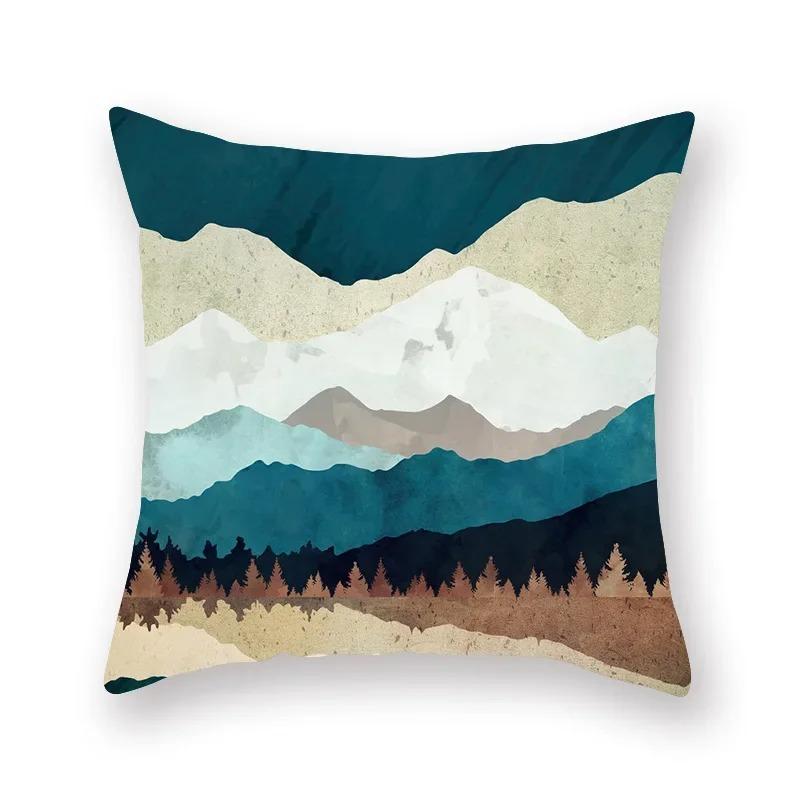 Geometric Mountains Sun Moon Creative Pillowcase Decorative Pillow Home Decor Golden Mountains Cushion Cover