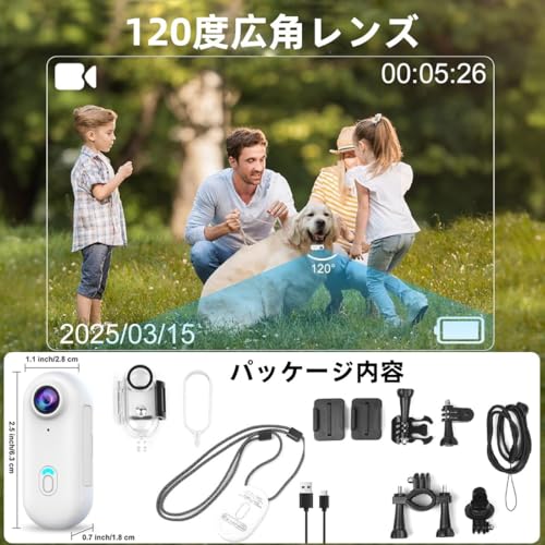 HUAJUN Sports Camera, Ultra-Compact, Waterproof, 120° Wide Angle, HD Quality, Loop Recording, Action Camera with Compact Case, 30m Waterproof, for Pho